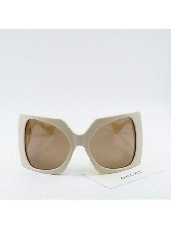 Gucci GG1255S 002 Butterfly Sunglasses - Ivory/Light Brown main image 9